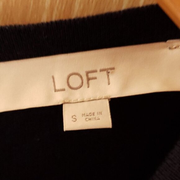 Loft Mixed Material Lightweight Sweater With Silky Back Blue Small - Picture 5 of 6